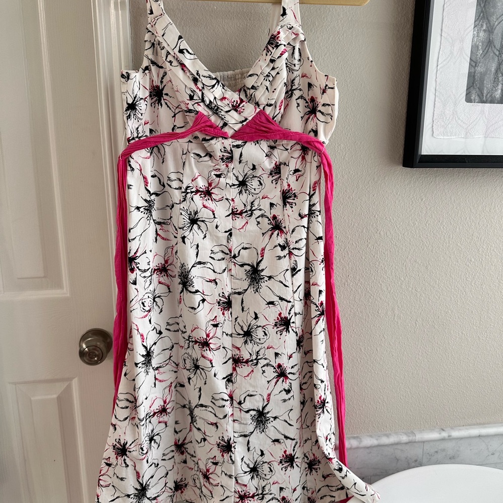 Black and White Floral Maxi Sundress with Halter Neckline for Cocktail